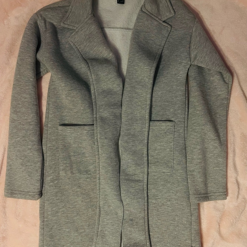 Gray Open Front Coat